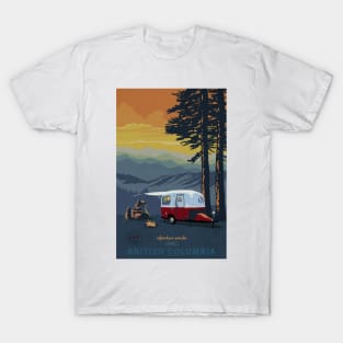 Retro Travel BC camping poster sunset scene T-Shirt